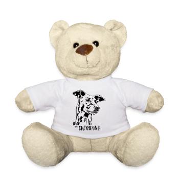 Loved by a GREYHOUND dog saying Greyhound Wilsigns - Teddy Bear - white - Front