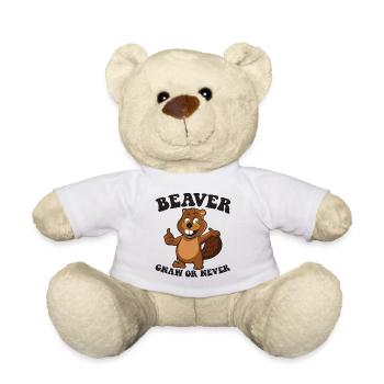 Beaver Gnaw or Never and Beaver Lumberjack Costume - Teddy Bear - white - Front