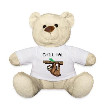 Chill Mal verpixeltes Faultier Geschenkidee - Teddy - Weiß - Vorne