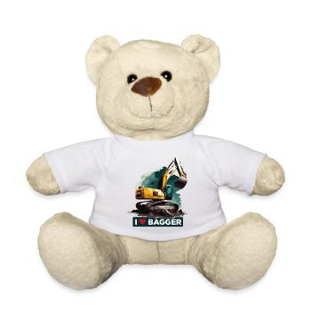 I Love Excavator, - Teddy Bear - white - Front
