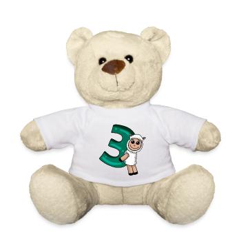 3 Jahre alt - 3. Geburtstag mit Tier Motiv - Teddy - Weiß - Vorne