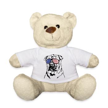 Shar Pei Amerika Fahne Sonnenbrille Hunde - Teddy - Weiß - Vorne
