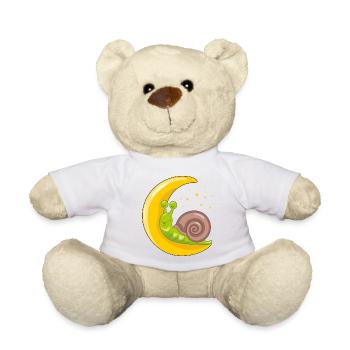 Drôle d’escargot reposant sur la lune - Nounours - blanc - Devant