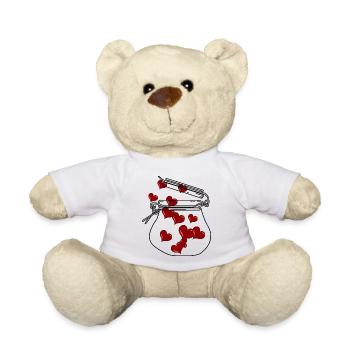Einweckglas mit Herzen schwarz / rot - Teddy - Weiß - Vorne