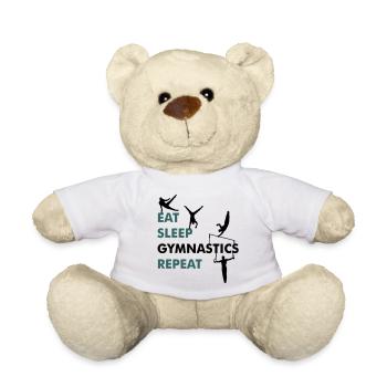 Manger, dormir, Gymnastique, Répéter - Gymnastique masculine - Nounours - blanc - Devant