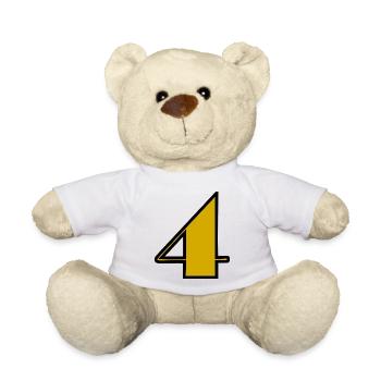 4,4 ANS,4e ANNIVERSAIRE,ANNIVERSAIRE 4 ANS,QUATRE - Nounours - blanc - Devant