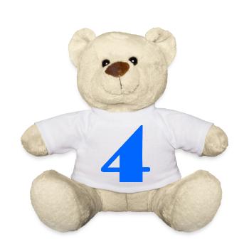 4,4 ANS,4e ANNIVERSAIRE,ANNIVERSAIRE 4 ANS - Nounours - blanc - Devant