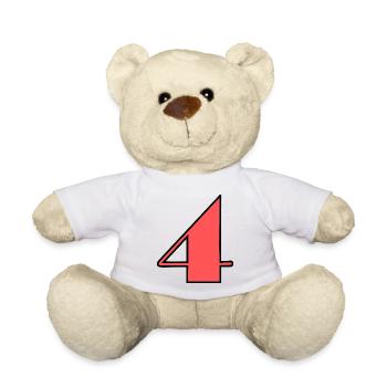 4,4 ANS,4e ANNIVERSAIRE,ANNIVERSAIRE 4 ANS - Nounours - blanc - Devant