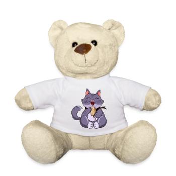 Greedy Purple Cat - Teddy Bear - white - Front
