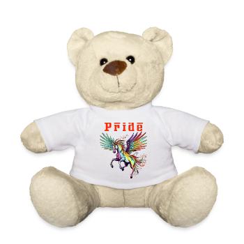 Fahre mit Stolz Majestätischer Regenbogen Pegasus Blutrot - Teddy - Weiß - Vorne
