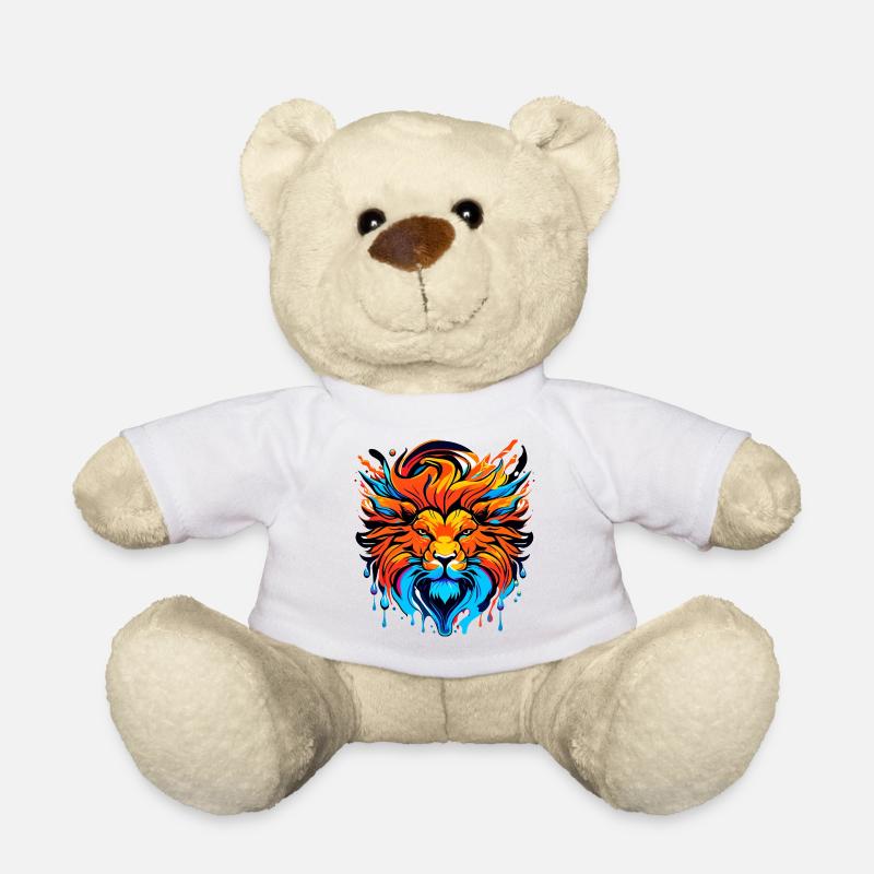 Löwenkopf mit Mähne, farbig - Teddy - Weiß