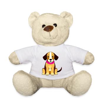Brown cute dog, sitting - Teddy Bear - white - Front