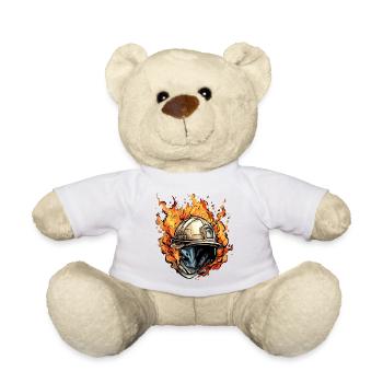 Firefighter helmet on fire n°1 - Teddy Bear - white - Front