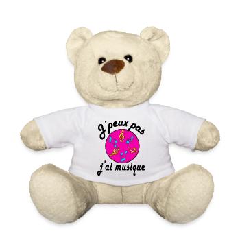 J'peux pas j'ai musique texte noir - Nounours - blanc - Devant