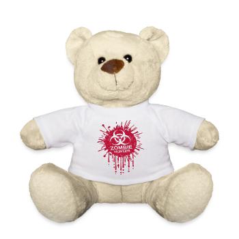 Cool Zombie Hunter Biohazard Symbol Blood Halloween - Teddy Bear - white - Front