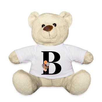 Buchstabe b Geburtstagsballon - Teddy - Weiß - Vorne