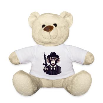 Pinstripe Gangster Monkey - Teddy Bear - white - Front