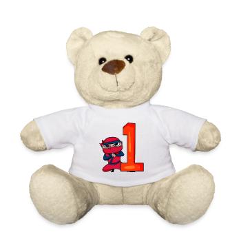 Junge 1 jährig 1. Geburtstag Junge Ninja - Teddy - Weiß - Vorne