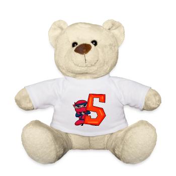 5th Birthday Boy 5 Year Old Ninja - Teddy Bear - white - Front