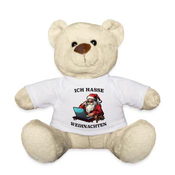 Weihnachts-Santa am Laptop Humor - Teddy - Weiß - Vorne