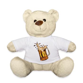 Biermousse Binouse Becher Glas Alkohol 17102 B - Teddy - Weiß - Vorne