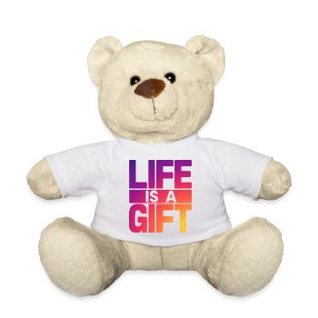 Tropical Vibes : La vie est un cadeau - Nounours - blanc - Devant