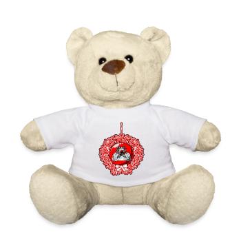 Couronne de Noël tracteur rouge - Nounours - blanc - Devant