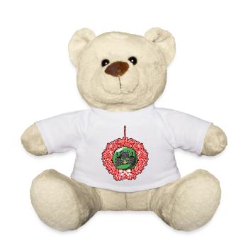 Couronne de Noël Tracteur Vert 512 - Nounours - blanc - Devant