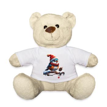 Sweet, small and friendly Christmas bird - Teddy Bear - white - Front