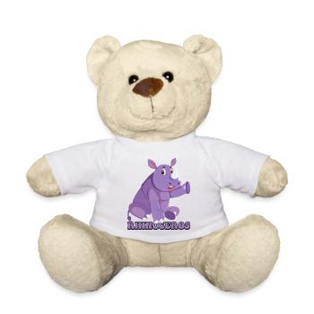 Lila Nashorn Cartoon Charm - Teddy - Weiß - Vorne