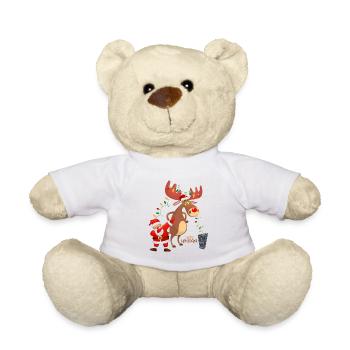 Dabbing Santa, Rudolph and Christmas Lights - Teddy Bear - white - Front