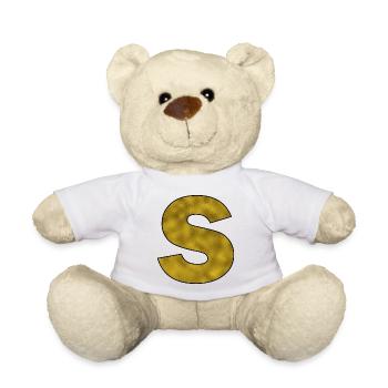 Lettre S Or - Nounours - blanc - Devant