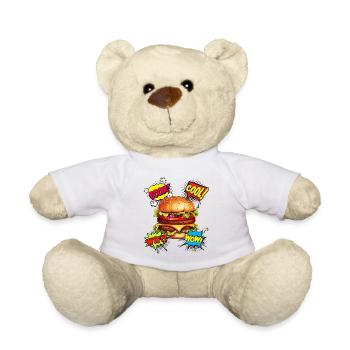 Burger, Pop Art, Hamburger, Cheeseburger, Restauration rapide - Nounours - blanc - Devant