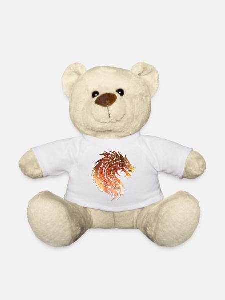 Fantasy Drache Anime Drachenkopf Mythisches Reptil - Teddy - Weiß