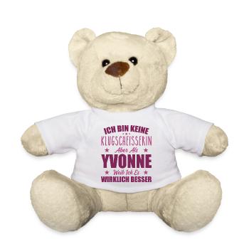 Name Yvonne Vorname Klugscheisserin Namenstag - Teddy - Weiß - Vorne