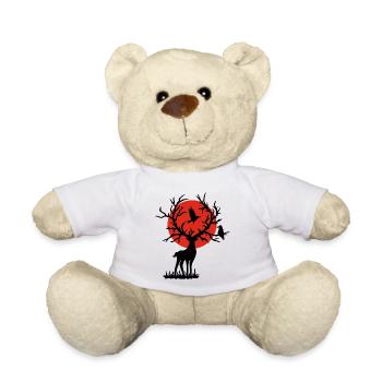 Le cerf noir et le soleil rouge - Nounours - blanc - Devant