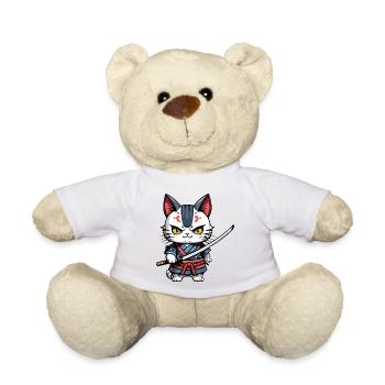 Chat samouraï #27 - Nounours - blanc - Devant