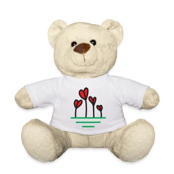Herz sprießt in Blüte - Teddy - Weiß - Vorne