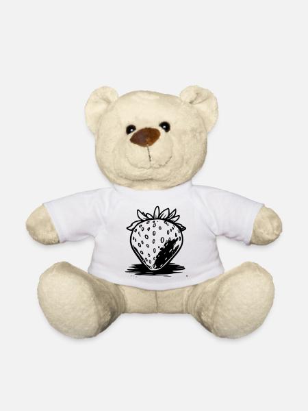 Erdbeere Comicstyle schwarz-weiß - Teddy - Weiß