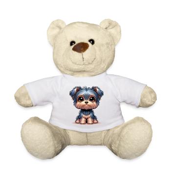 Illustration numérique d’un mignon Yorkshire Terrier - Nounours - blanc - Devant