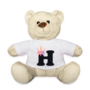 Licorne lettre arc-en-ciel Style « H » | Être unique - Nounours - blanc - Devant