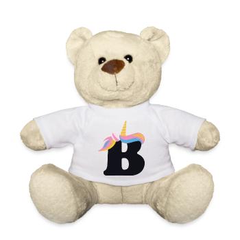 Licorne lettre arc-en-ciel Style « B » | Être unique - Nounours - blanc - Devant
