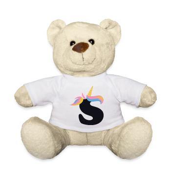 Einhorn-Buchstabe Regenbogenstyle "S" | be unique - Teddy - Weiß - Vorne