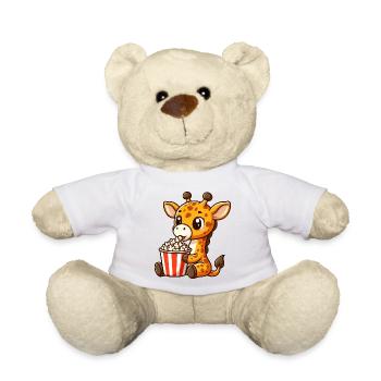 Kino Fan Giraffe isst Popcorn - Teddy - Weiß - Vorne