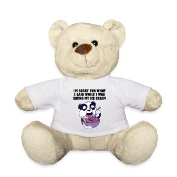 Panda affamé avec bol de crème glacée - Nounours - blanc - Devant