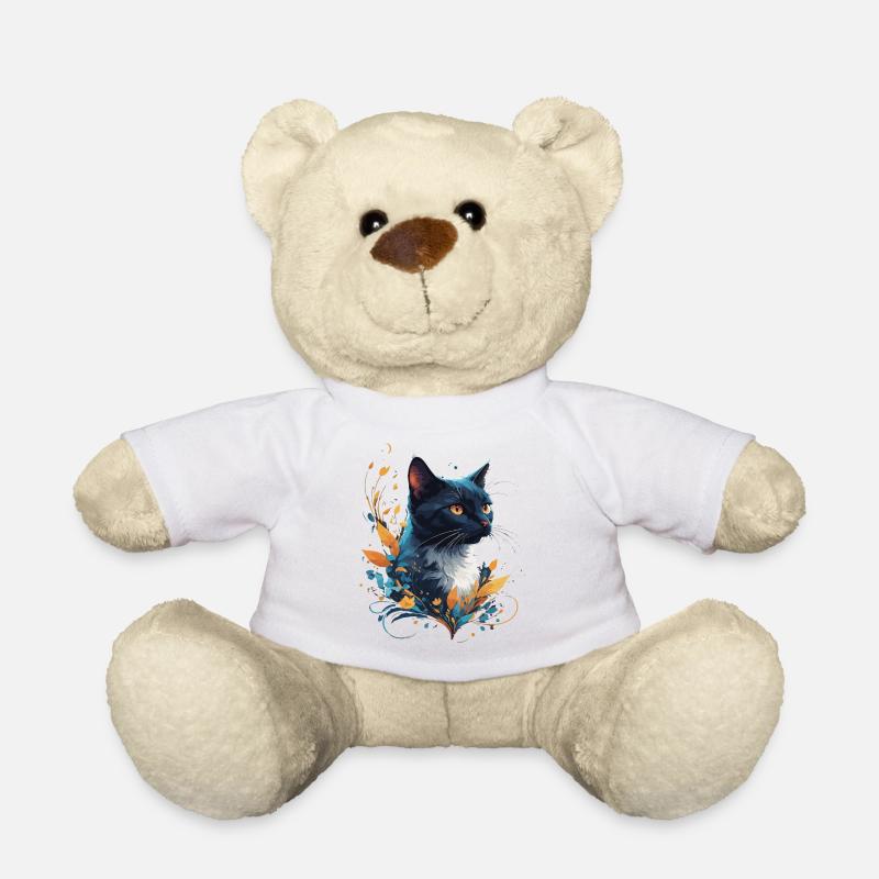 Chat coloré - Nounours - blanc