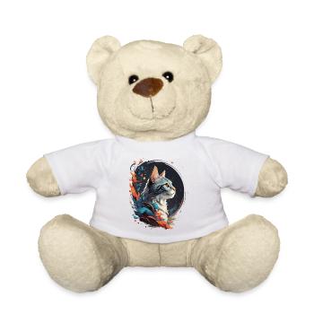 Bunte Katze - Teddy - Weiß - Vorne
