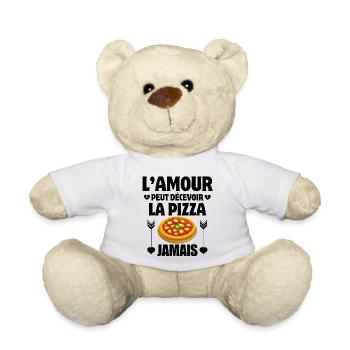 Pizza, Pizza-Fan, Pizza-Esser - Teddy - Weiß - Vorne