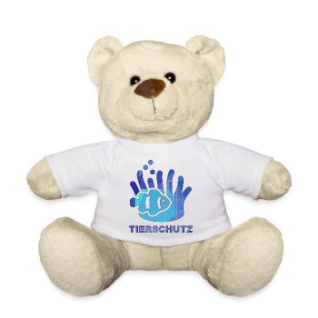 Fisch mit Algen und Tierschutzschriftzug - Teddy - Weiß - Vorne