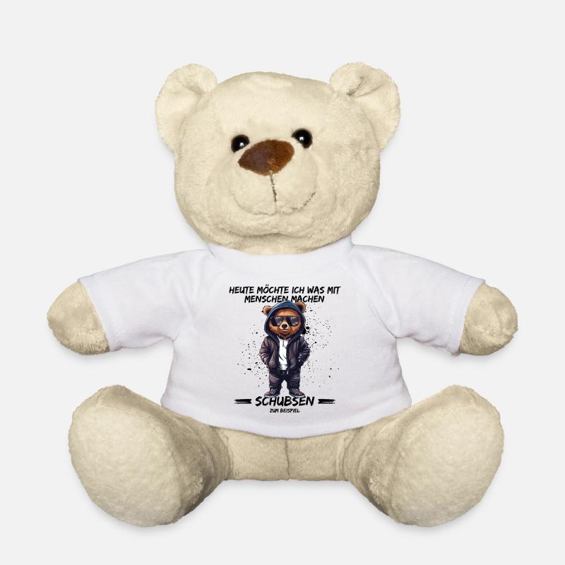 Heute möchte ich was mit Menschen machen, Schubsen - Teddy - Weiß